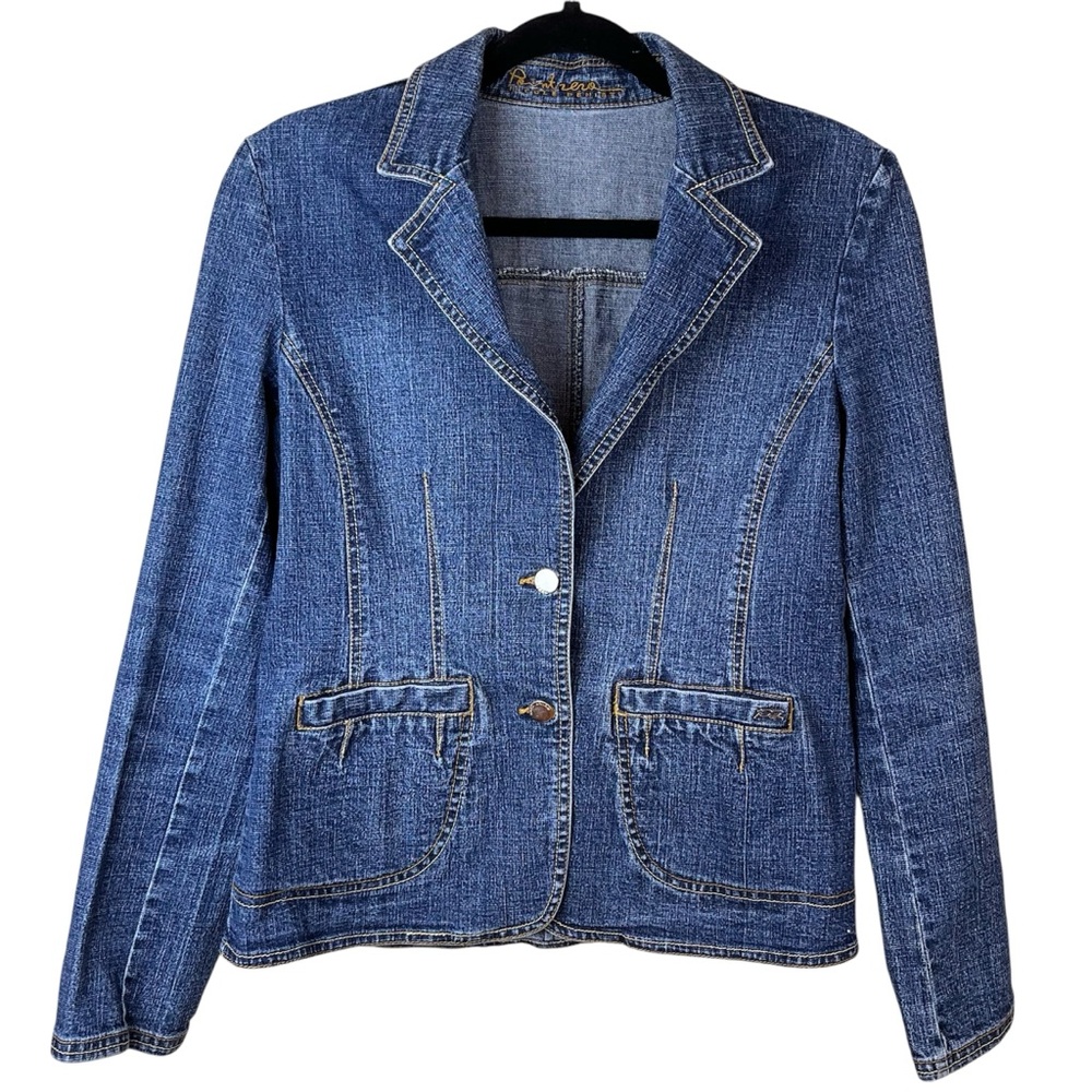Vintage Point Zero Blue Denim Blazer / Jean Jacket by Nicole Benisti Small